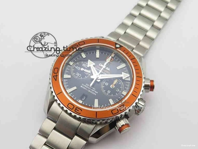 0320 Sophisticated Planet Ocean Master Chronometer Chrono SS OM 1:1 Best Edition Orange On SS Bracelet A 8156